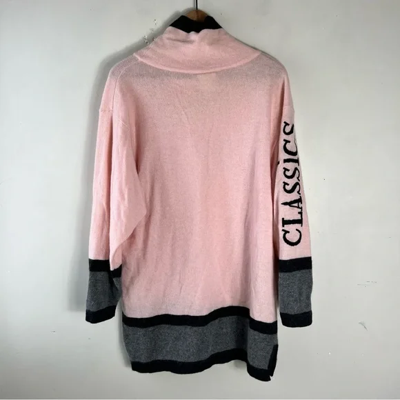 Vintage Mondi Grey Pink Wool Angora Tunic Cowl Neck Sweater Size 38 US Medium - Picture 2 of 9